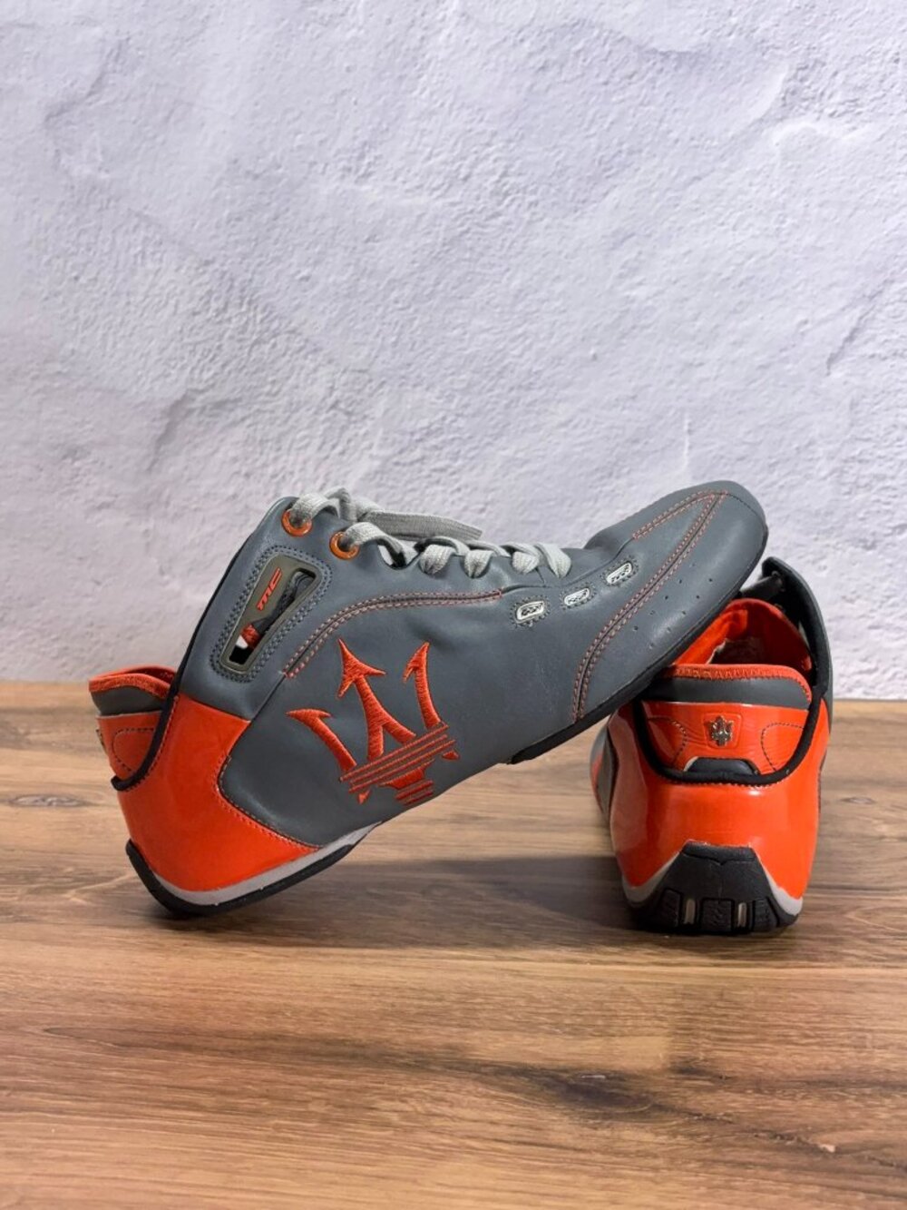 Maserati Shoes Official Licensed Leather MC Gray Orange - Size US 8.5